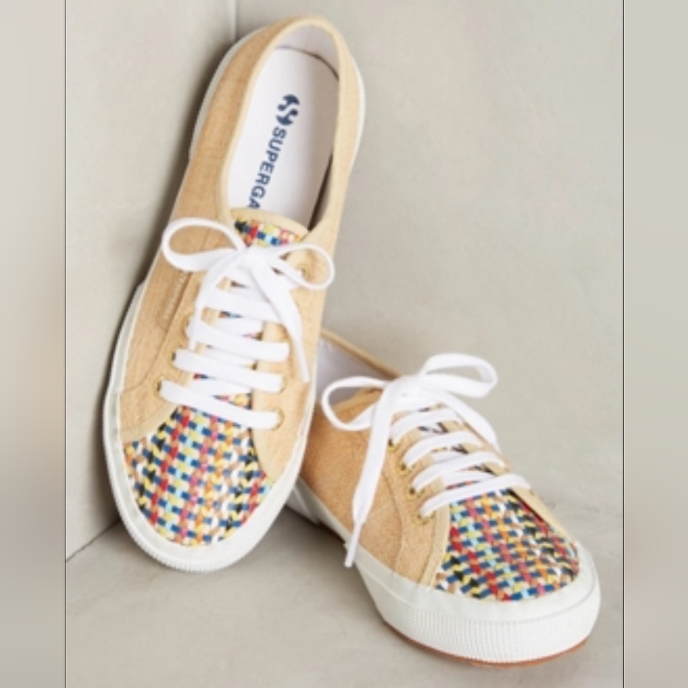 Superga 2750 Raffia Woven Italian Multicolor Sneakers Sz 41.5 /10 Women 8.5 Men